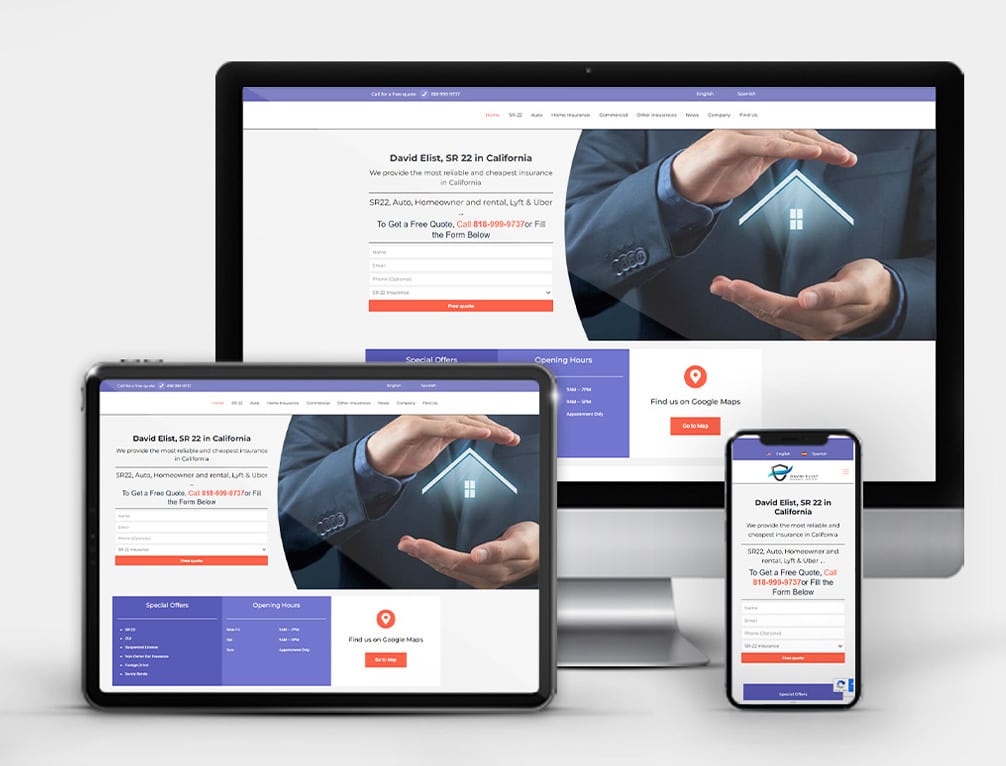 Customized website design for SR22inCAlifornia