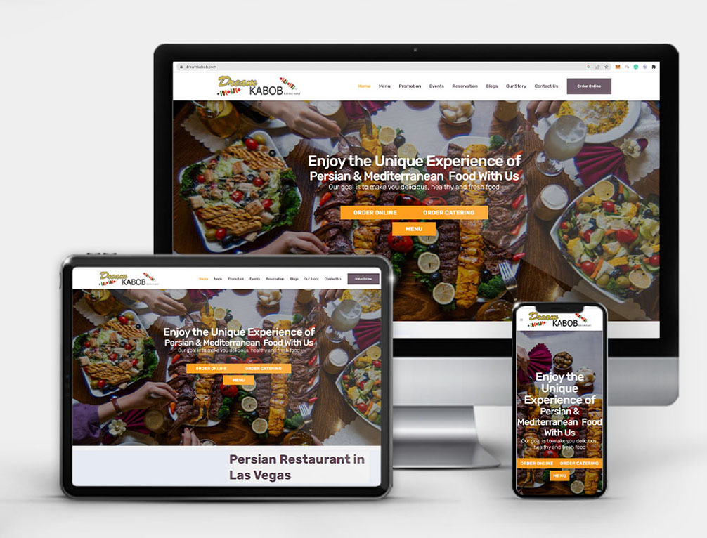 Responsive web design showcase by Wise Advertisement for Dream Kabob Restaurant