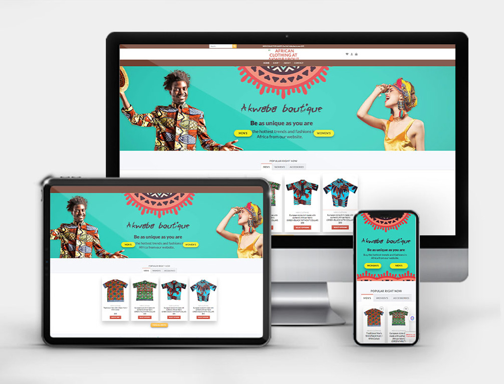 Website design project for Akwaba Boutique