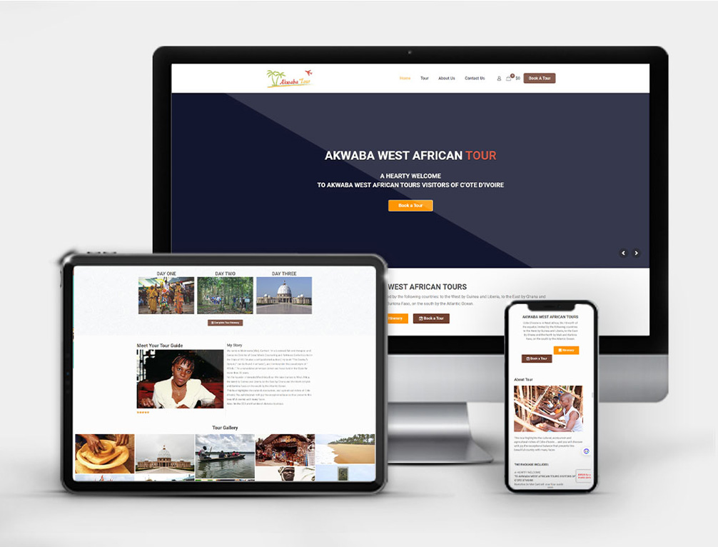 Website design project for Akwaba West Africa Tours